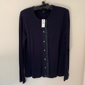 NWT Talbots Navy Cardigan with Black Watch Trim S